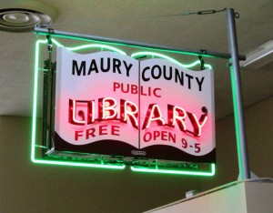 Maury County Public Library Restored Sign
